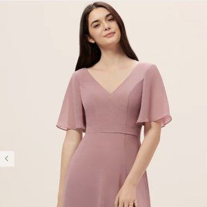 JJ's House A-line V-Neck Knee-Length Chiffon Bridesmaid Dress Vintage Mauve